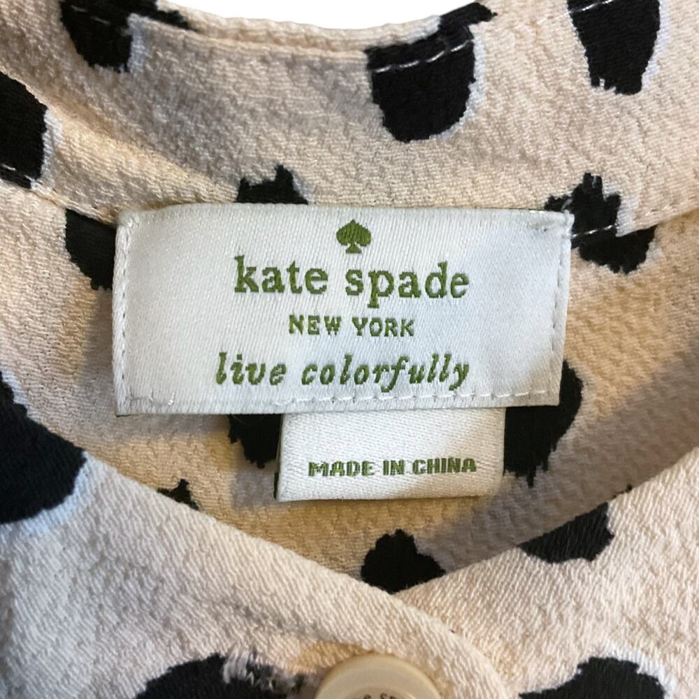 Kate Spade Leopard Dot Crepe Romper Size 8 Ivory Polka Dot Preppy Vacation - Picture 4 of 11